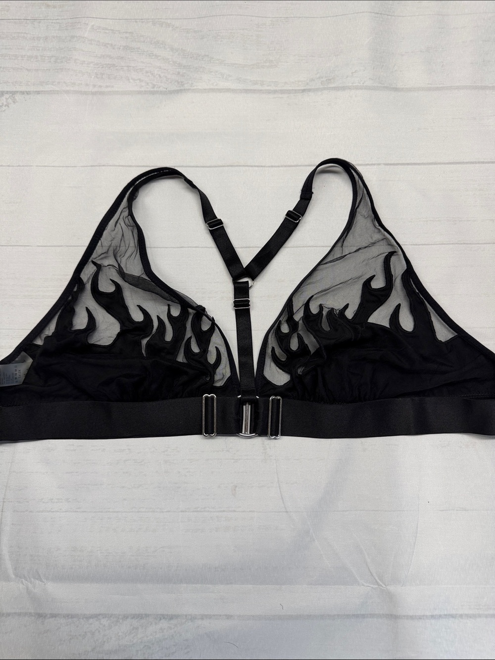 Thistle and Spire Black Smokin Mirrors Flame Appliqué Bralette Size 2X/3X - Picture 6 of 9